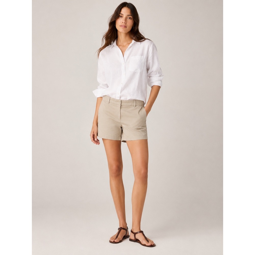 Tommy Hilfiger Women Chino Shorts 6 Beige Khaki Cotton Stretch Preppy Casual